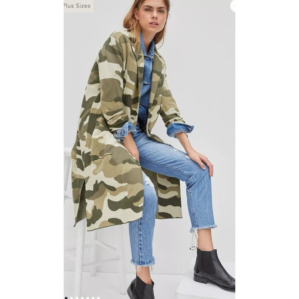 Anthropologie Maeve Kieran Sweater Coat, size XS, camo, schaket